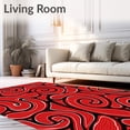 thumbnail image 2 of ODIKA 2'x3' Machine Washable Non-Slip Area Rug, Swirled Marble Effect Floor Covering Artistic Textured High Traffic Rug with Pad, Red, 588466, 2 of 8