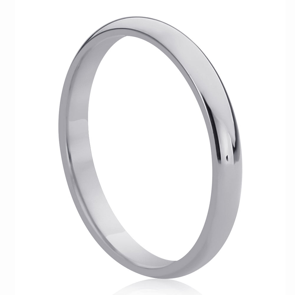 14K White Gold Wedding Band 4mm Domed Classy Plain Ring