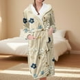 thumbnail image 2 of Women's Fleece Plush Robe Long Warm Plush Bathrobe Loungewear Jacket Printed Comfort Robe, 2 of 5