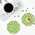 thumbnail image 4 of Lsque Green White Flowers Pattern 4" Drink Coasters Set of 4, PVC Leather Absorbent Coasters, Table Coaster Set Decorative Coffee Cup Coasters Housewarming Gift -Octagon, 4 of 6