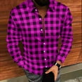 thumbnail image 4 of Fznquz Big and Tall Button Up Shirt Men Button Down Pink Plaid Long Sleeve Shirts Collar Mens Clothes, 4 of 8