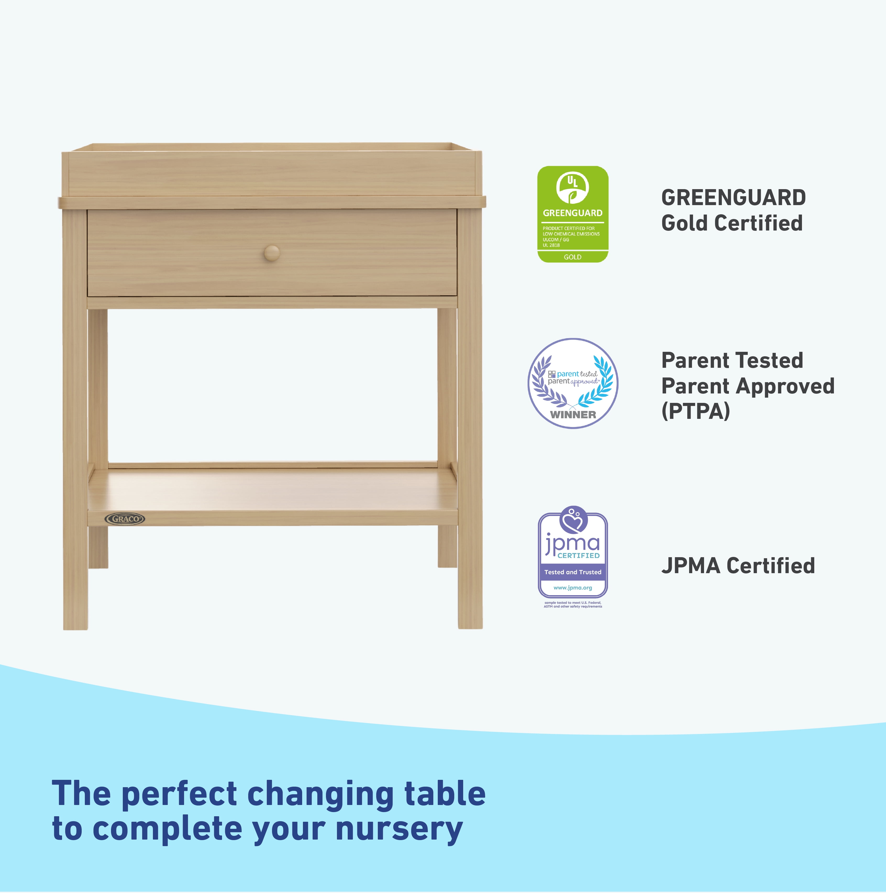 Graco Storage Infant Changing Table, Driftwood