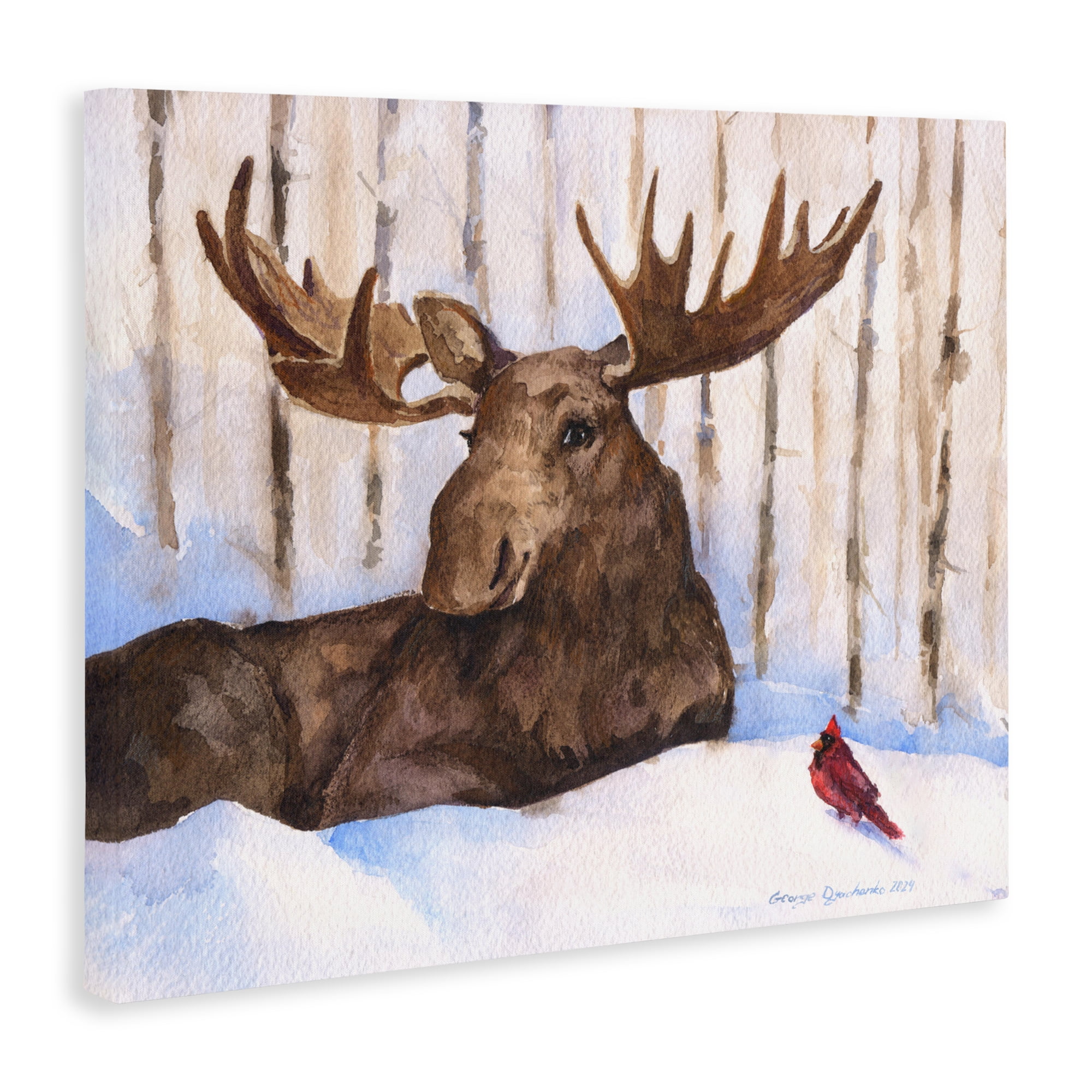 Stupell Industries Moose & Red Cardinal Canvas Wall Art, design by George Dyachenko