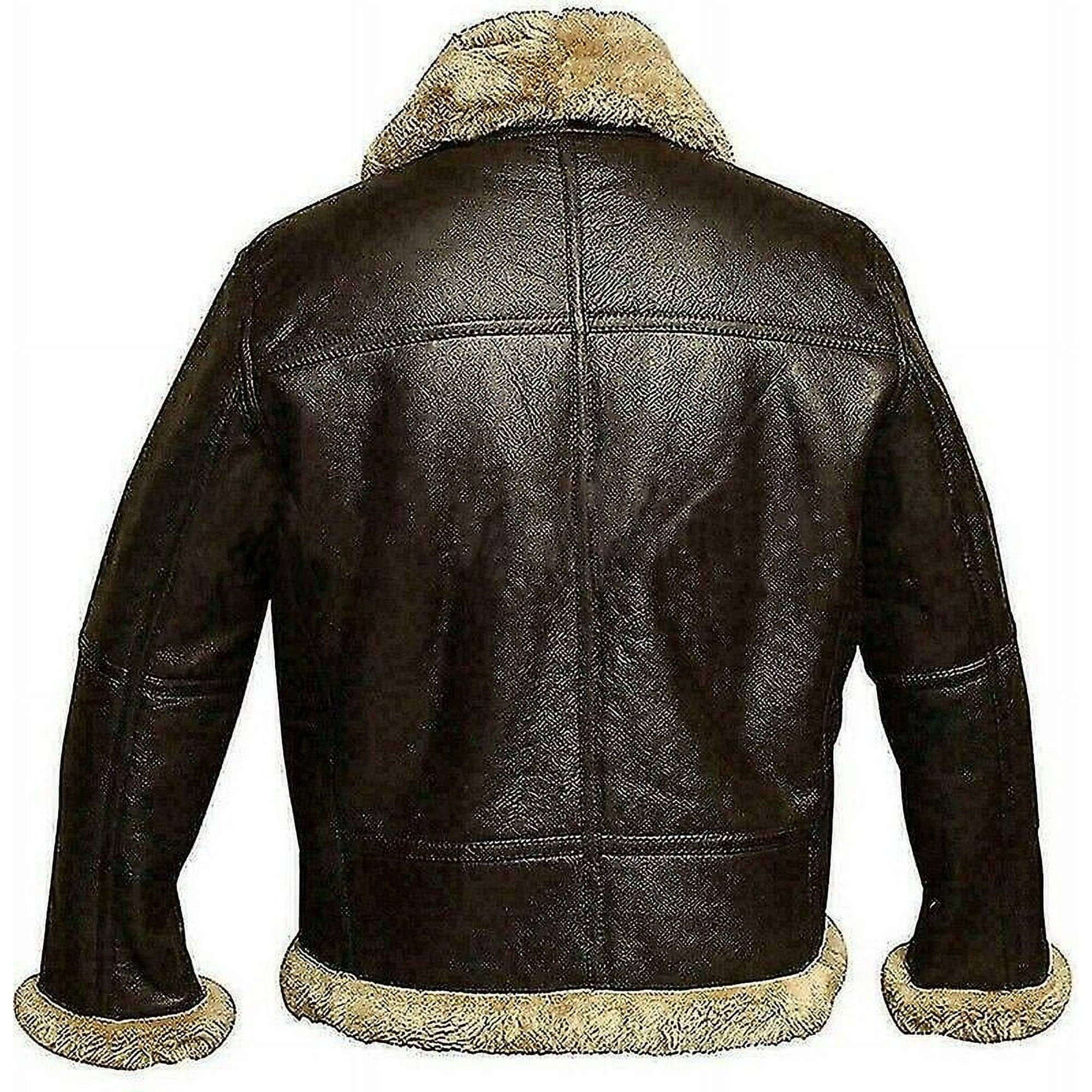 Veste Aviateur B3 RAF En Cuir Véritable Pour Homme - Doublure Fausse Fourrure, Taille XS à 4XL, Neuf étiqueté - Fabriqué Au Pakistan
