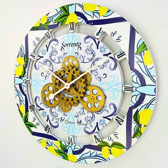 THE GEARS CLOCK Wall Clock with Real Moving Gears IT-LI_ 24 in Round Sorrento
