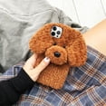 thumbnail image 4 of Dog Case Compatible with iPhone 14 Pro Max Cute 3D Plush Fluffy Dog Case Cartoon Case Fashion Luxury Fur Hair Fuzzy Wool Face Soft Back Cover Shockproof Protective for Women Girls Girly Brown, 4 of 6