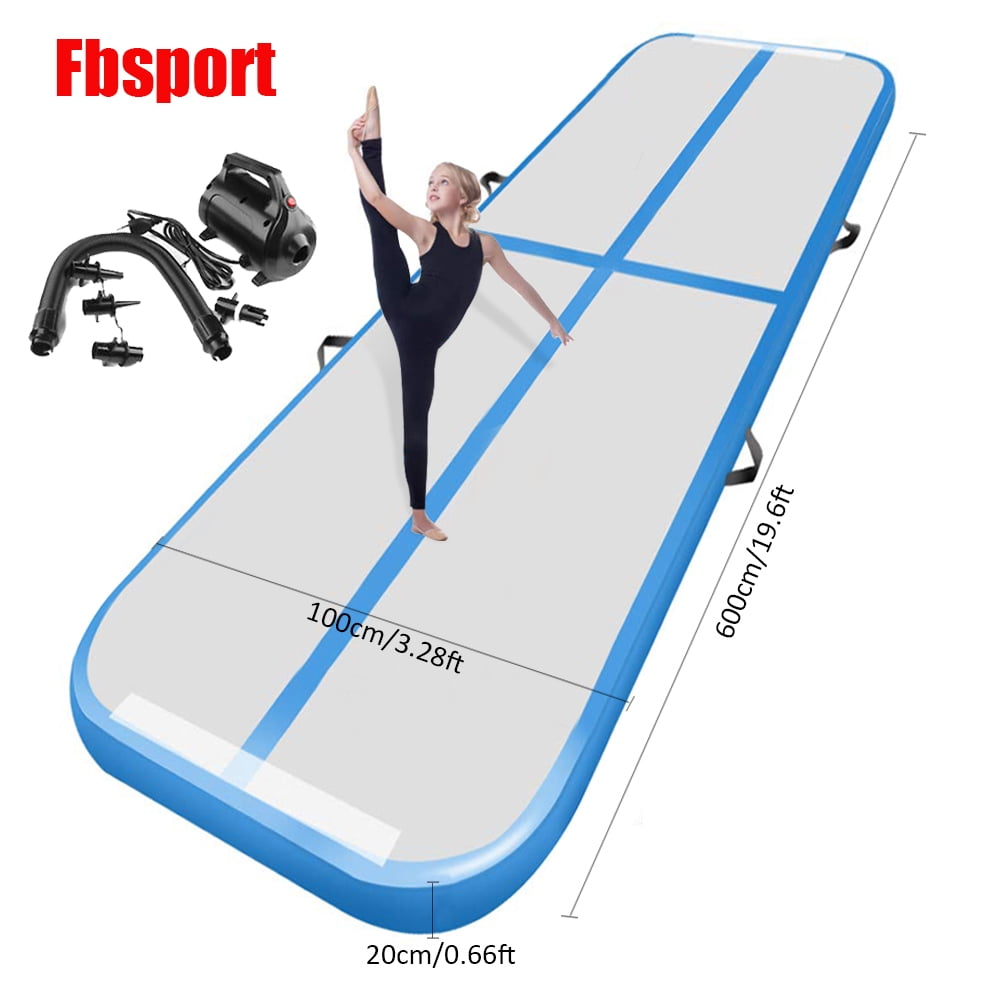 Fbsport Blue 6m*1m*0.2m Inflatable Air Track Tumbling Gymnastic Mat Floor Home Training 20cm