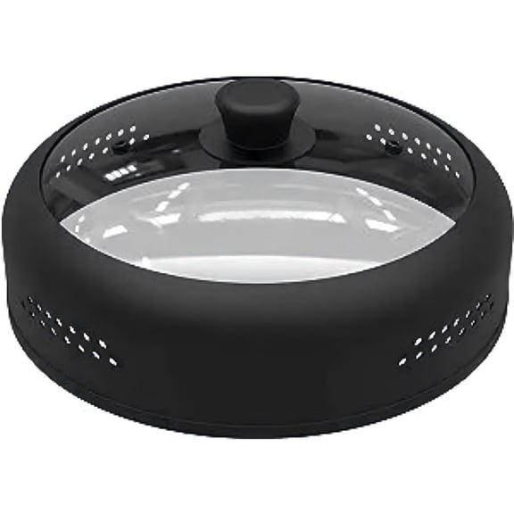 Microwave Cover for Food, Silicone and Glass Splatter Guard Lid for 6–7–8–9-10-11-12 inch Plates & Bowls. By EZY ACTIVE.