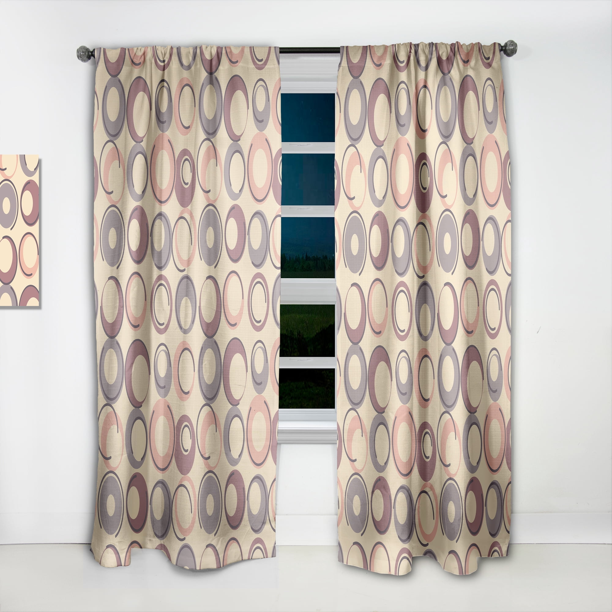 Designart 'Geometric Retro Pattern' Mid-Century Modern Curtain Panel