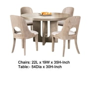 Zoko 5pc Round Dining Table Set- Polyester Chairs- White- Solid Wood