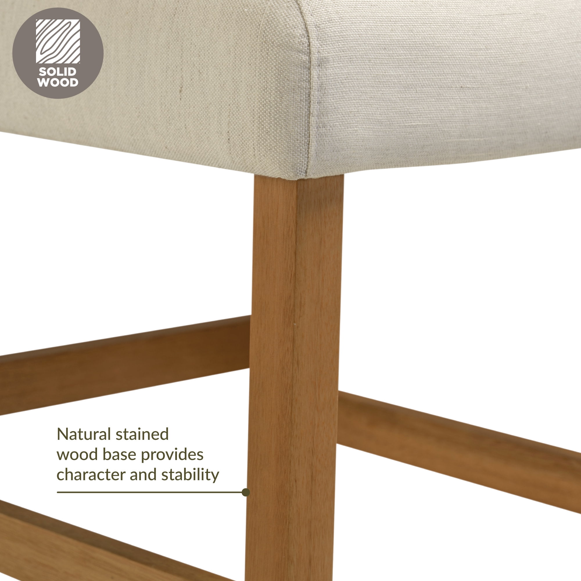 Solid Wood Counter Stool with Upholstered Back and Seat, 36-39 in. Counter Height, Set of 2