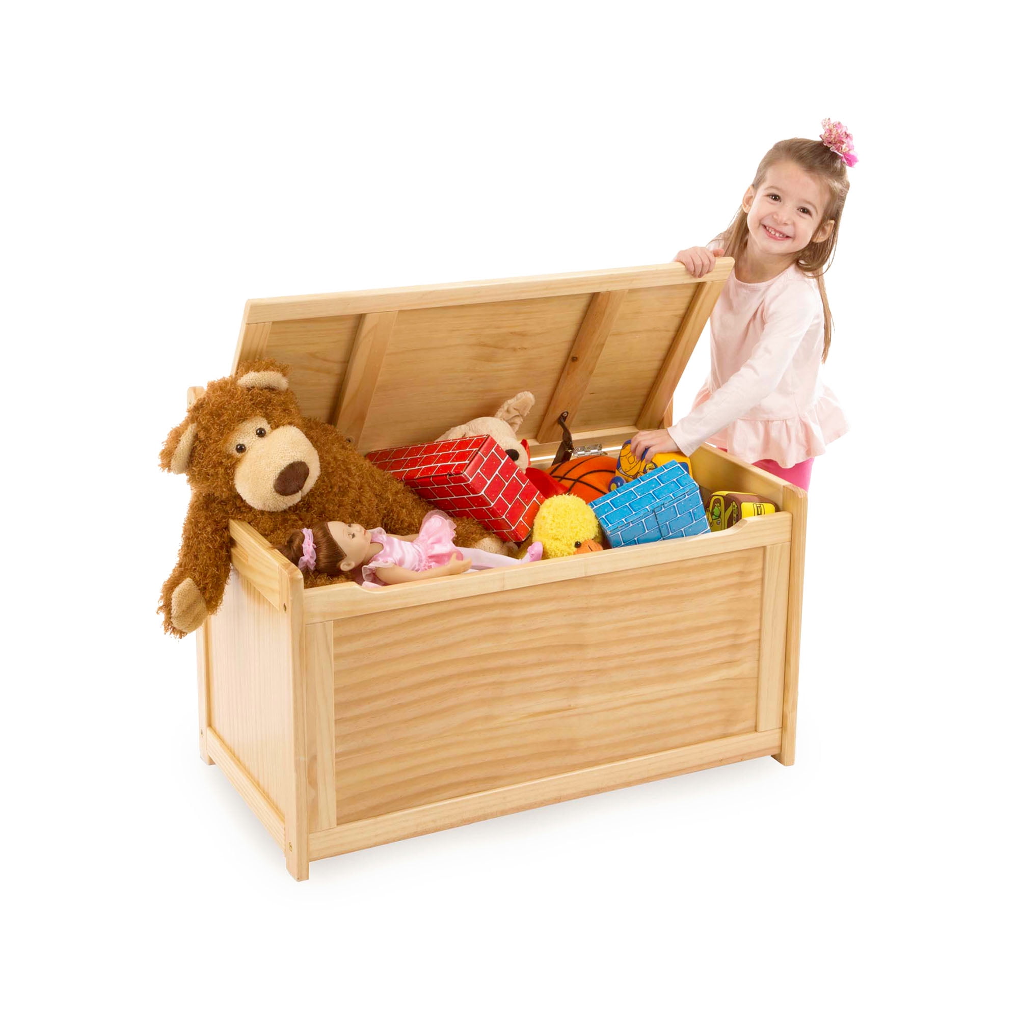 Melissa & Doug Wooden Toy Chest, Toy Storage Box (Blonde) with Hinged-Lid, Playroom Furniture for Kids Ages 3+ [Wood]