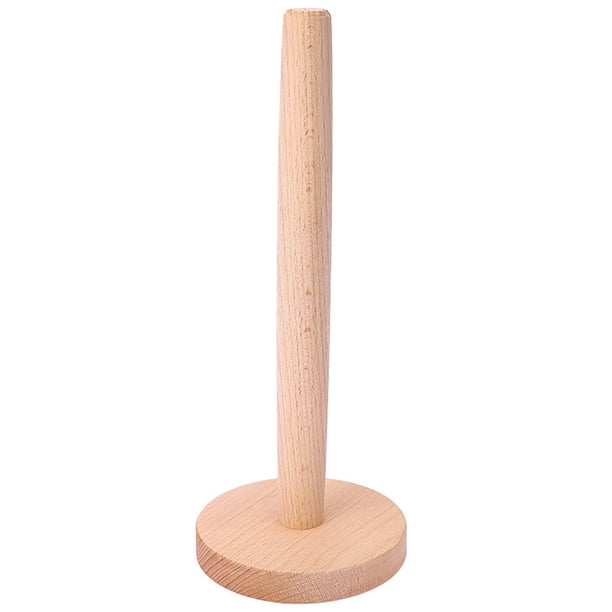 Portarrollos de papel de madera para encimera. Soporte dispensador de papel de madera maciza. Organizador de papel de cocina con base para cocina, salón y baño.