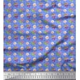 thumbnail image 1 of Soimoi Blue Cotton Duck Fabric Floral & Cherry Fruits Print Fabric by The Yard 42 Inch Wide, 1 of 3
