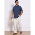 thumbnail image 2 of DARING DIVA Men's Linen Chest Pocket Short Sleeve Casual Hawaiian Shirts 2XL Dark Blue, 2 of 7
