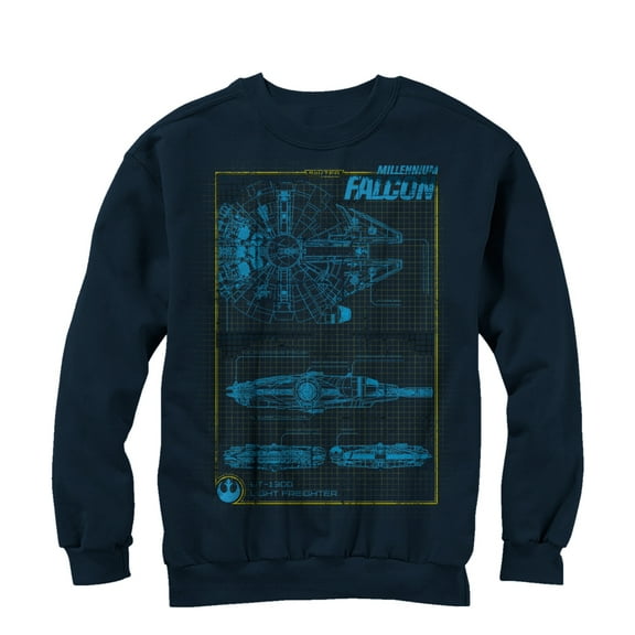 Men's Star Wars The Force Awakens Millennium Falconprint Sweatshirt Navy Blue 2X Large