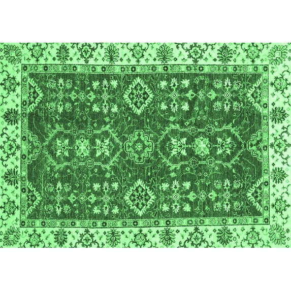 Ahgly Company Indoor Rectangle Oriental Emerald Green Traditional Area Rugs, 6' x 9'