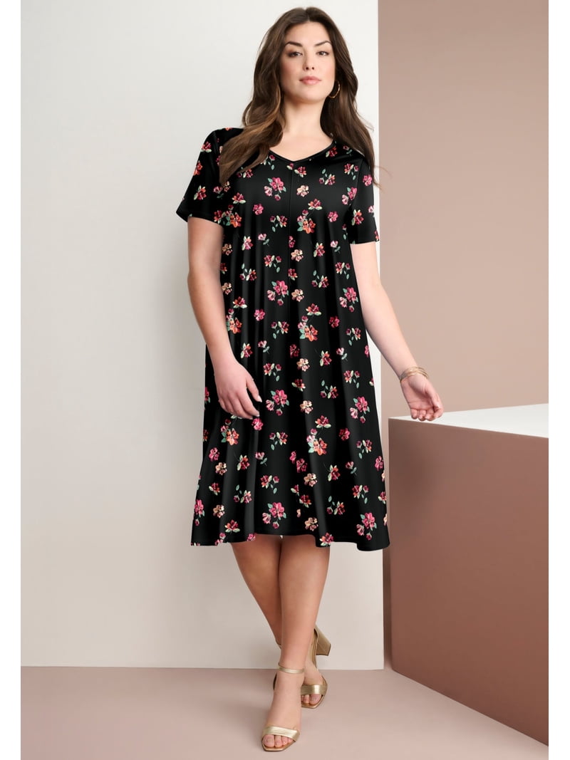Roaman's Women's Plus Size Petite Plus Size Short Sleeve Sleeve Swing Dress - Walmart.com Roaman's Women's Plus Size Petite Plus Size Short Sleeve Sleeve Swing Dress - Walmart.com