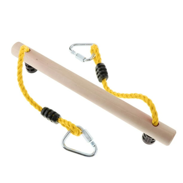 Barra de columpio trapecio de 16', juego de columpios de cuerda resistente y gancho, accesorios para niños amarillo