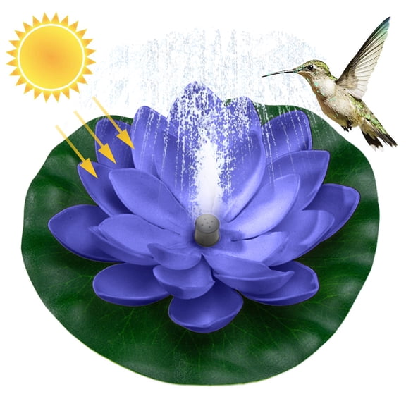 Solar Fountain with 6 Different Water Style Sprayers,Artificial Floating Foam Lotus Flower with Water Lily Pad,Lifelike Pond Pool Ornaments,Realistic Ornament for Home Garden Pond Aquarium Decor