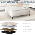 thumbnail image 6 of Multi-functional Square Coffee Table Beige Upholstered 35" Lift Top Ottoman Spacious Storage Metal Leg Living Room Benches Versatile Minimalist Wood Design Elegant Seating Stylish Home Decor Easy, 6 of 10