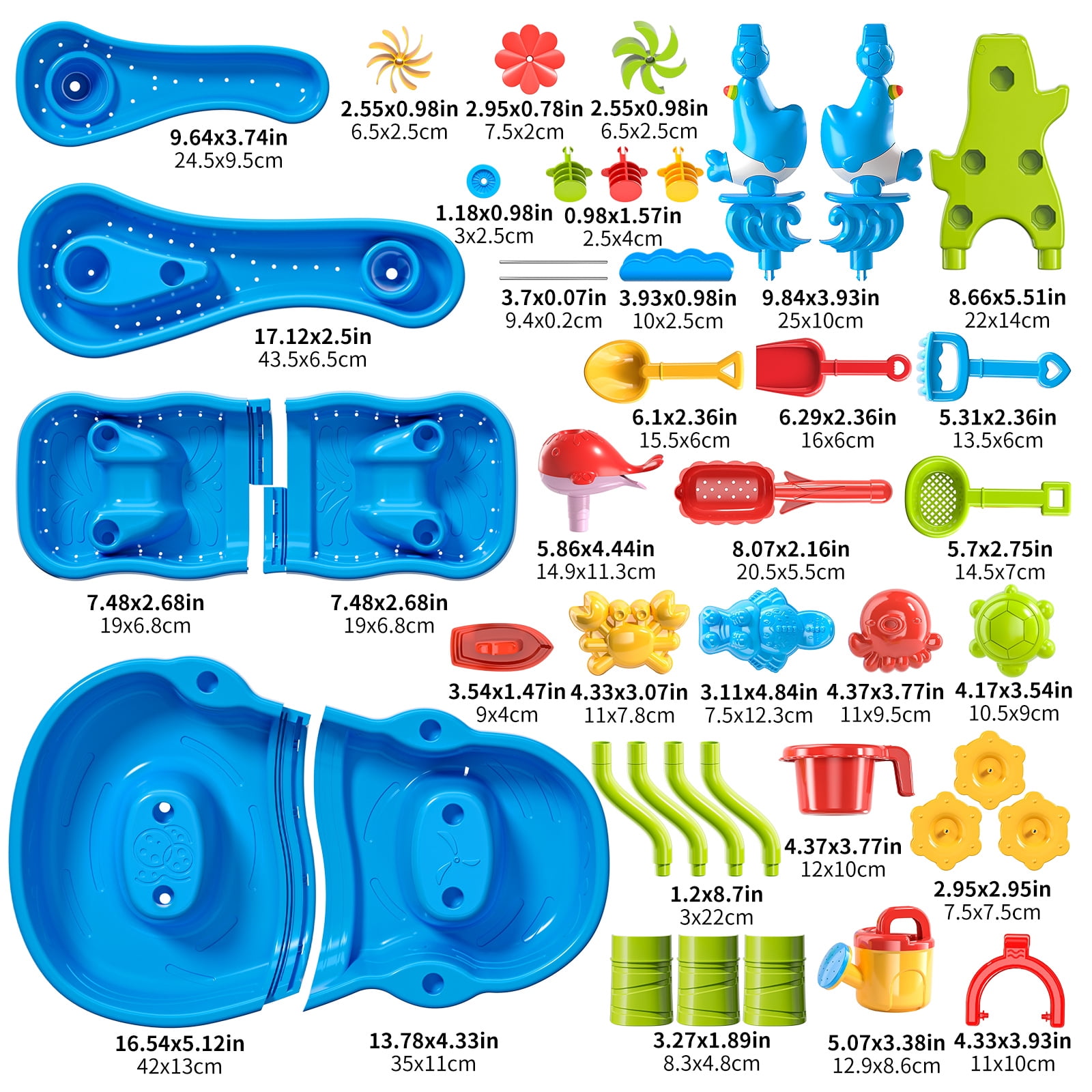 Lucky Doug Kids Sand Water Table for Toddlers Ages 18 Month+, 4-Tier Sand and Water Play Table Toys for Toddlers Kids, Activity Sensory Tables Outside Beach Toys for Toddler Age 1-3-5 Gift