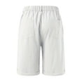 thumbnail image 5 of Women's Shorts Linen Shorts For Women Summer High Waisted Button Fly Shorts Baggy Business Casual Work Shorts With Pockets Features:,White Women's Shorts M, 5 of 5