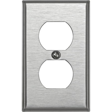 - Leviton 003-84003 Single Gang Stainless Steel Duplex Receptacle Plate