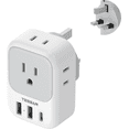 thumbnail image 1 of Adaptador Argentina Viaje, Universal Australiano Enchufe de Corriente con 3 USB (1 USB C), Cargador Tipo C con 4 Salidas Xtellar blanco, 1 of 4