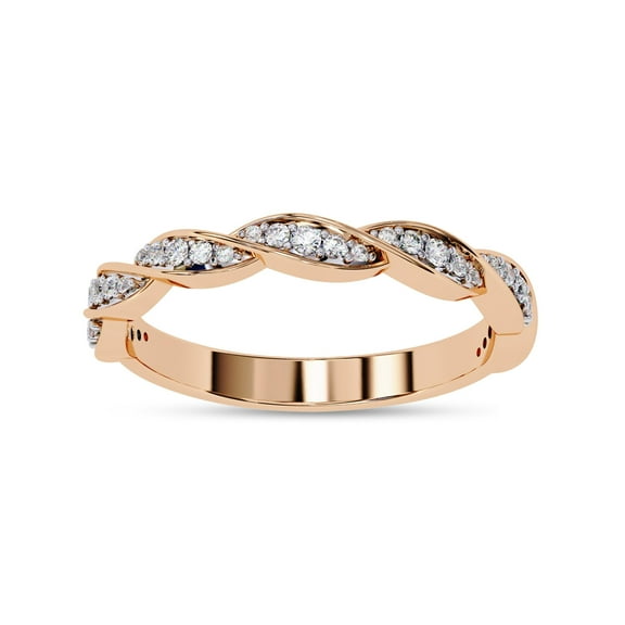 AFFY Twisted Half Eternity Wedding Band Rings for Women, Round Cut Lab Created Moissanite Ring in 10K Solid Rose Gold Size-10