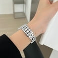 thumbnail image 4 of Band Compatible with Apple Watch Band 38mm 40mm 41mm, Jewelry Metal Strap with Bling Diamond Rhinestone Bracelet Wristband for iWatch Series 9 8 7 6 5 4 3 2 1 SE,Silver, 4 of 10