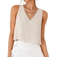 thumbnail image 5 of Womens V Neck Sleeveless Linen Tank Top for Spring Summer Casual Daily Wear, 5 of 9