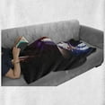 thumbnail image 6 of Galaxy Soft Flannel Fleece Blanket, Spaceship Flying in Milky Way Super Galactic Wander with Galaxy and Planets Art, Cozy Plush for Indoor and Outdoor Use, 50" x 60", Magenta White, by Ambesonne, 6 of 6