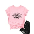 thumbnail image 3 of QAFOPEH Women Daisy Print Round Neck Short Sleeve Pullover T-Shirt, 3 of 3