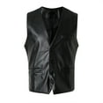 thumbnail image 3 of Bcfgryg Men's Casual Style Black PU Slim Sleeveless Vest Jacket Lightweight Men's Jacket For Hiking Black L, 3 of 5