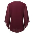 thumbnail image 5 of NAFUU Womens Tops Summer Casual Solid Color 3/4 Sleeve Elegant Tunic Shirt Double Layer V-Neck Mesh Shirts Loose Fit Women's Tops Blouses, 5 of 5