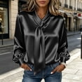 thumbnail image 6 of APEXFWDT Women's Long Sleeve Satin Dress Shirt Elegant Bow Tie Blouse Work Business Casual Office Shirt,XXXL,Black, 6 of 8