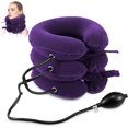 thumbnail image 1 of Dispositivo de tracción cervical para aliviar el dolor de cuello. Collarín inflable ajustable y aparato de tracción cervical. Dispositivo de descompresión cervical para uso doméstico (morado)., 1 of 7