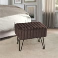 thumbnail image 4 of Home Soft Things Super Soft Faux-Fur Upholstered Stool Ottoman, Chocolate, 19"x13"x17", 4 of 8