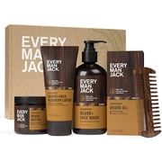 Every Man Jack Sandalwood Beard Bundle, Oil, Wash, Butter, Lotion, and Comb