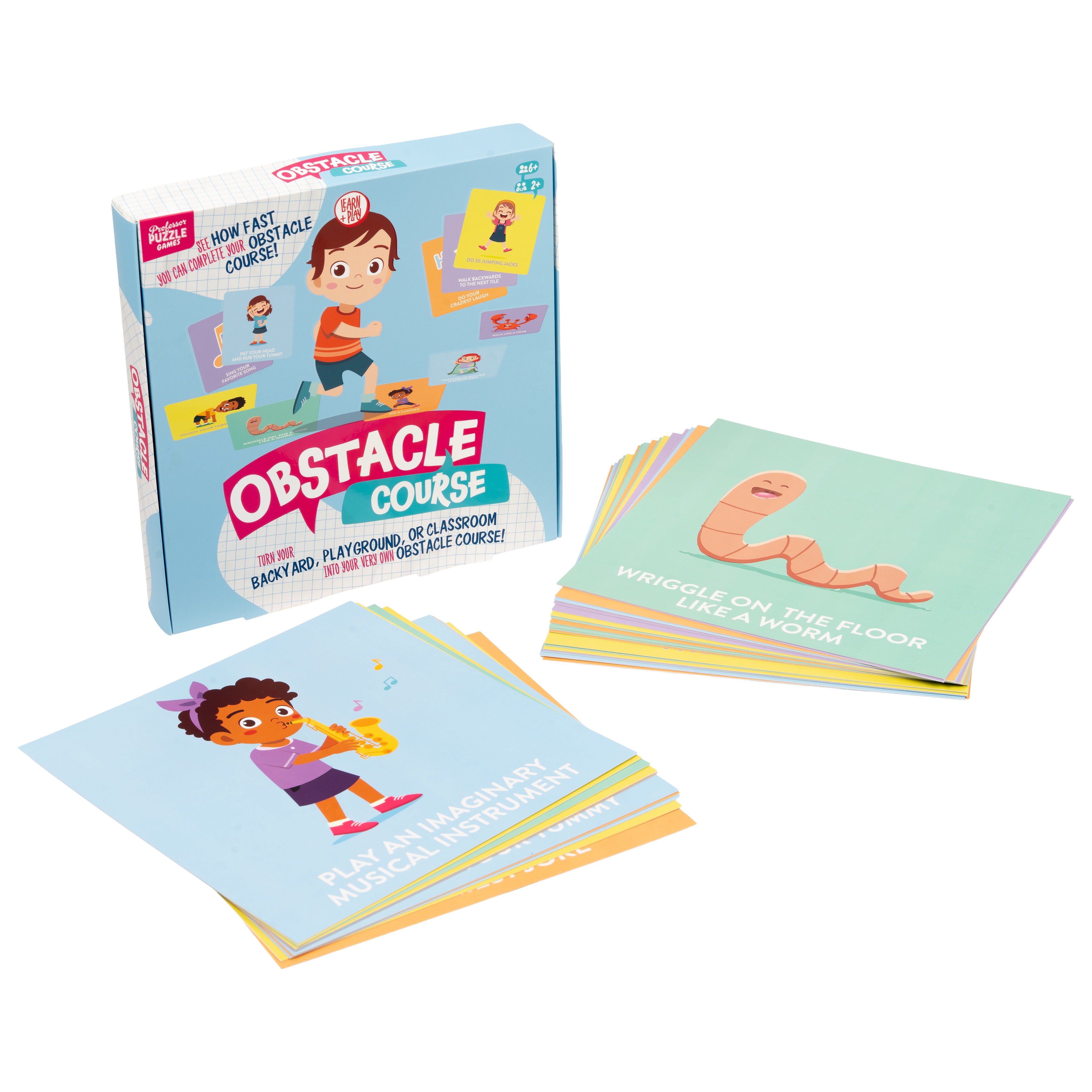 Professor Puzzle Obstacle Course Tiles, Indoor and Outdoor Active Obstacle Cards. for Kids, Motor Skills Game, Ages 6+