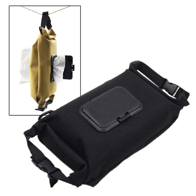 Bolsa de almacenamiento de toals de papel para exteriore bolsas plegables duraderas colgante caja de pañuelos desechables de lona para acampar, Negro Soledad Servilletero