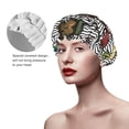 thumbnail image 4 of Kdxio Bright Insects Print Shower Cap for Women,Elastic and Reusable,Double Waterproof Layers Bathing Hat, 4 of 9