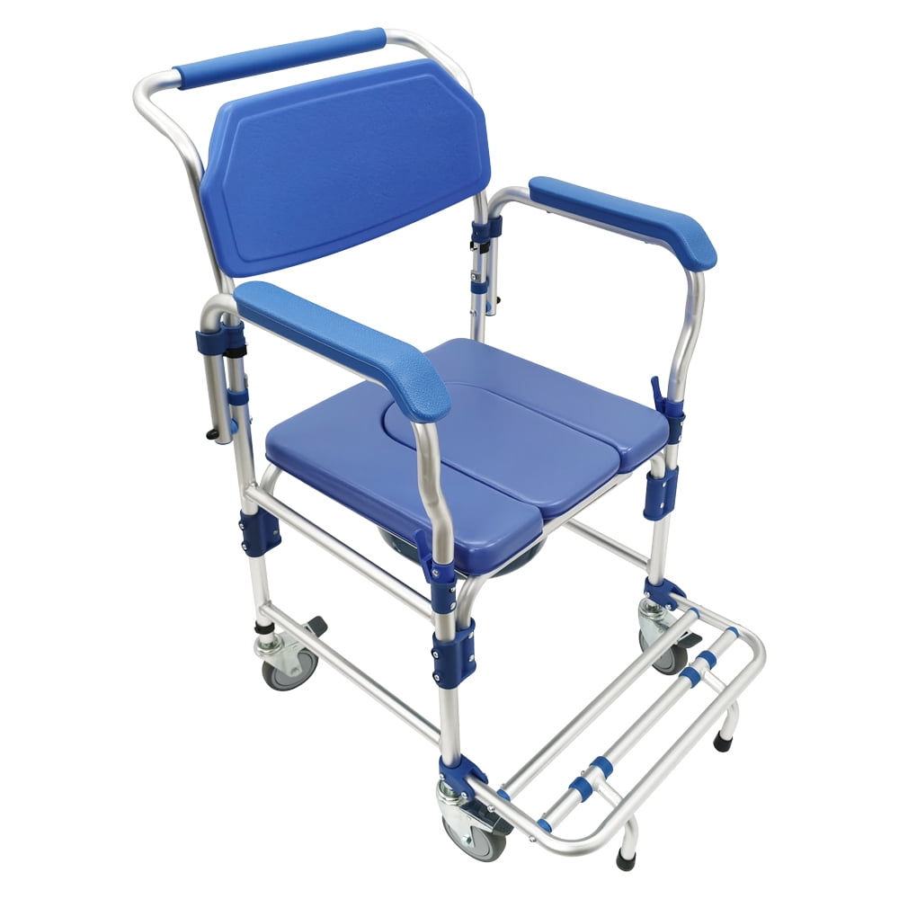 Techtongda Commode Wheelchair Toilet Shower Seat Bathroom Rolling Caster Bedside Chair Toilet Chair with Removable Armrests