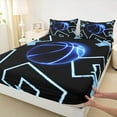 thumbnail image 3 of Manfei Basketball Game 4 Pieces Queen Sheet Sets,Black Blue Ultra Soft Flat Sheet,Ball Gamer Queen Fitted Sheet,Sport Bedroom Decoration, 3 of 7