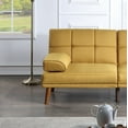 thumbnail image 4 of Mustard Polyfiber Adjustable Tufted Sofa Living Room Solid wood Legs Comfort Couch, 4 of 6