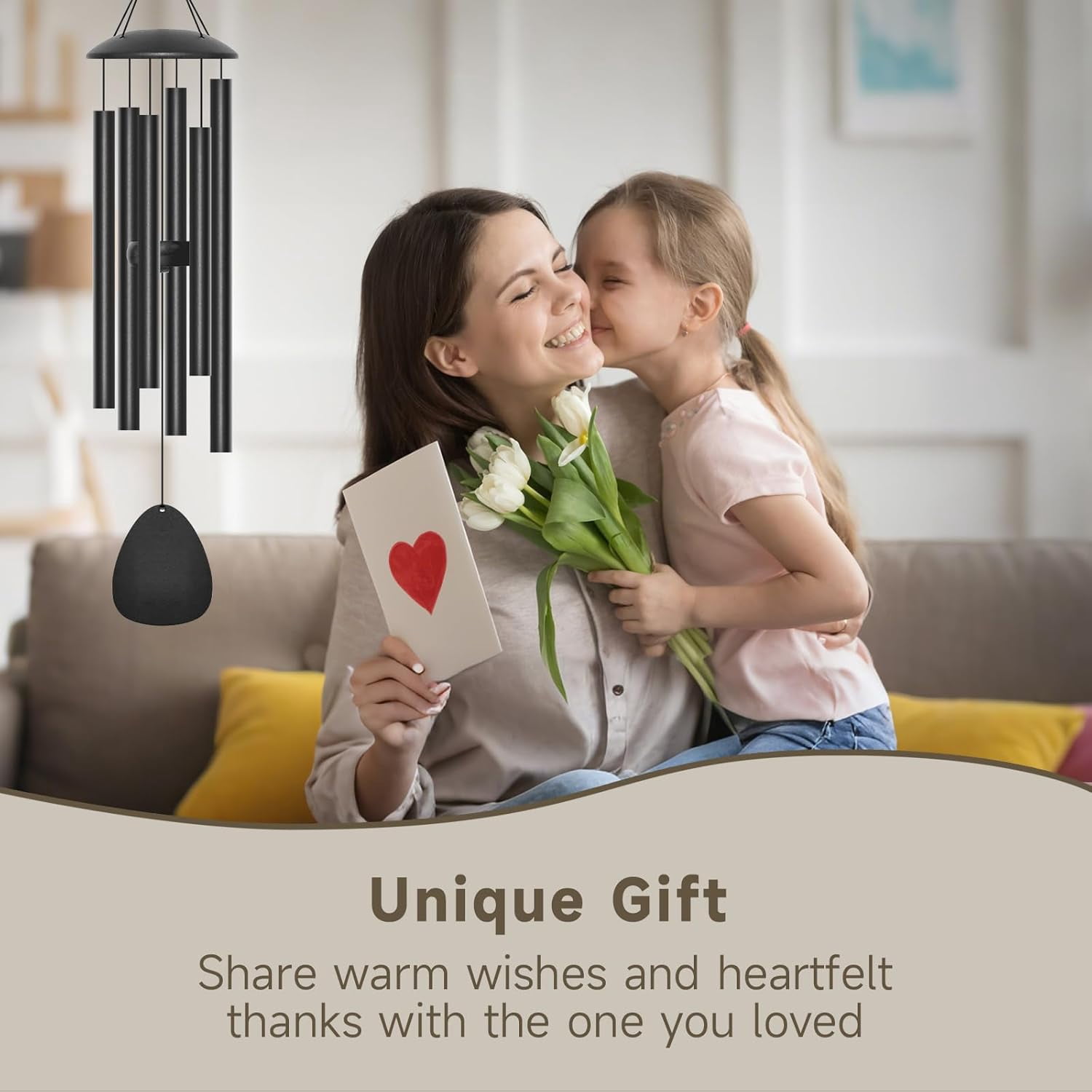 28" Wind Chimes for Outside, Metal Outdoor Wind Chimes with Soothing Melodic Tones, Wind Chime Unique Gift for Mom, Grandma, Perfect Outdoor Garden Decor(Waterdrop-Shape)