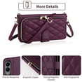 thumbnail image 4 of Furiet Argyle Wallet Case for Samsung Galaxy S25 Edge 5G with Wrist Strap Shoulder Strap, Card Slots Zipper Purse Luxury PU Leather Stand Phone Cover for S25Edge 25S S 25 25Edge 6.66 2025 Deep Purple, 4 of 7