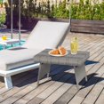 thumbnail image 2 of Outdoor Side Table, Portable Wicker Coffee Table with Rattan and Steel Frame, All Weather Pre-Assembled Coffee Furniture, Standing Folding Patio for Courtyard, Poolside, Garden (Gray), 2 of 9
