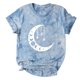 thumbnail image 3 of Camiseta con estampado de sol y luna para mujer, camiseta de manga corta con cuello redondo, camiseta informal divertida y bonita para chica adolescente OAVQHLG3B Store  lin121212, 3 of 4